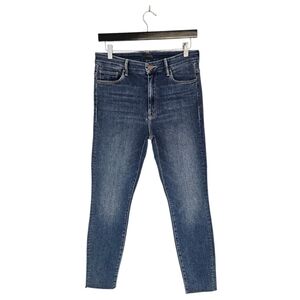 MOTHER High Waisted Looker Ankle Fray Big Sky Blue Skinny Blue Jeans 29 Preowned